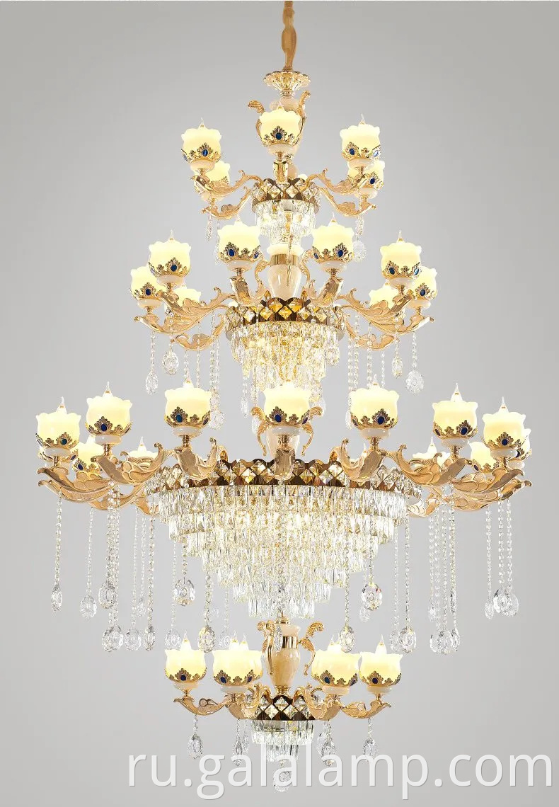 Европейский роскошный натуральный нефрит, хрустальная люстра, фары гостиной виллы